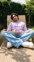 Lavender Oversized T-Shirt — 240 GSM Cotton Terry Plain Drop Shoulder Tee