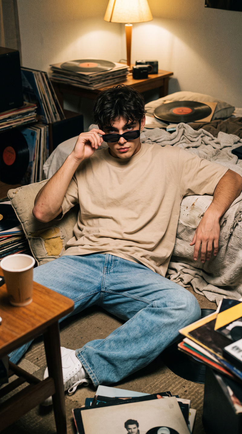 Sand Beige Oversized T-Shirt — 240 GSM Cotton Terry Plain Drop Shoulder Tee