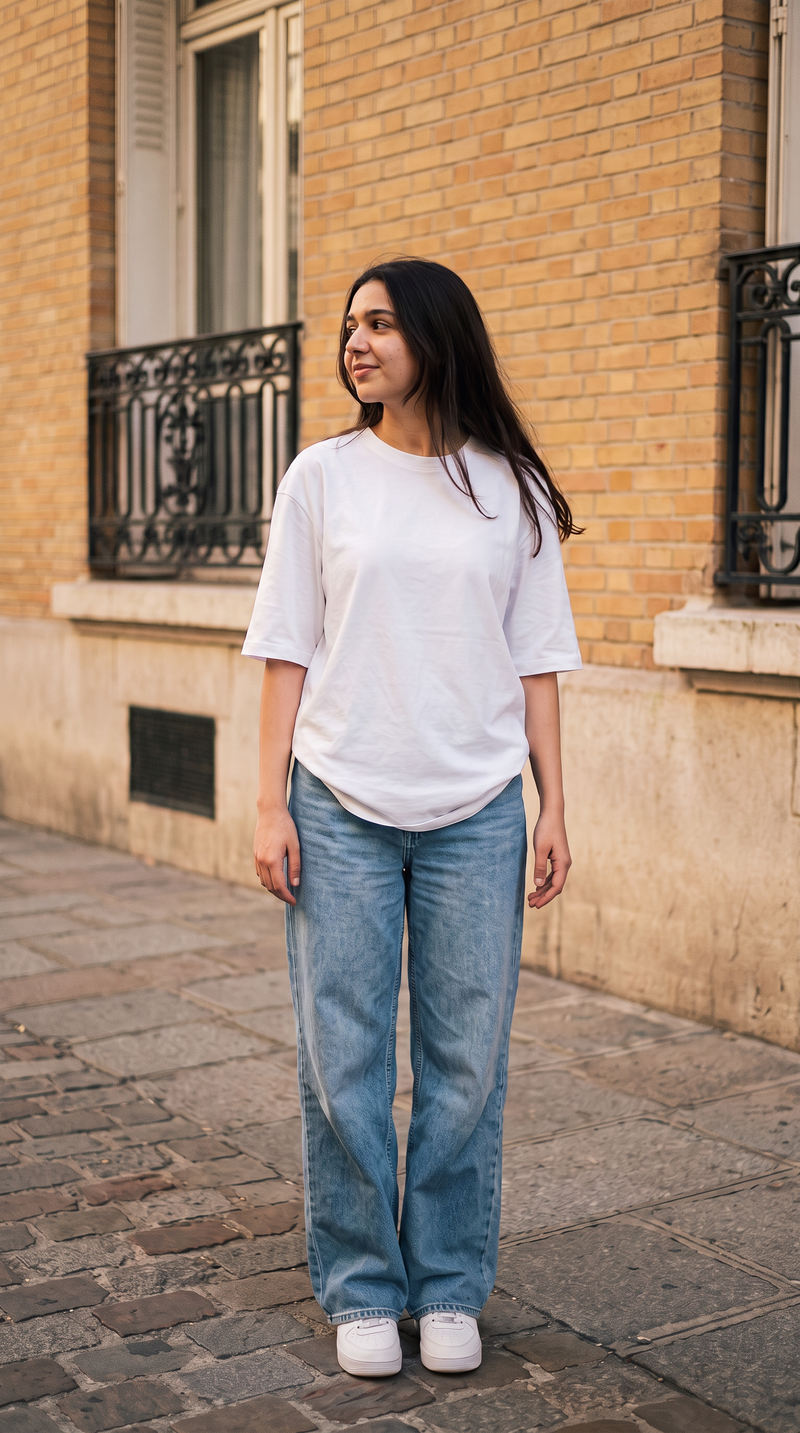 White Oversized T-Shirt for Women – 240 GSM Cotton Terry Relaxed Fit Tee
