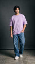 Lavender Oversized T-Shirt — 240 GSM Cotton Terry Plain Drop Shoulder Tee