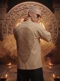 Kaal Embroidered Oversized T-Shirt — Off White 240 GSM Cotton Terry Tonal Back Embroidery