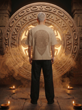 Kaal Embroidered Oversized T-Shirt — Off White 240 GSM Cotton Terry Tonal Back Embroidery