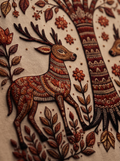 Madhubani Tree of Life Embroidered Oversized T-Shirt — Off White 240 GSM Cotton Terry