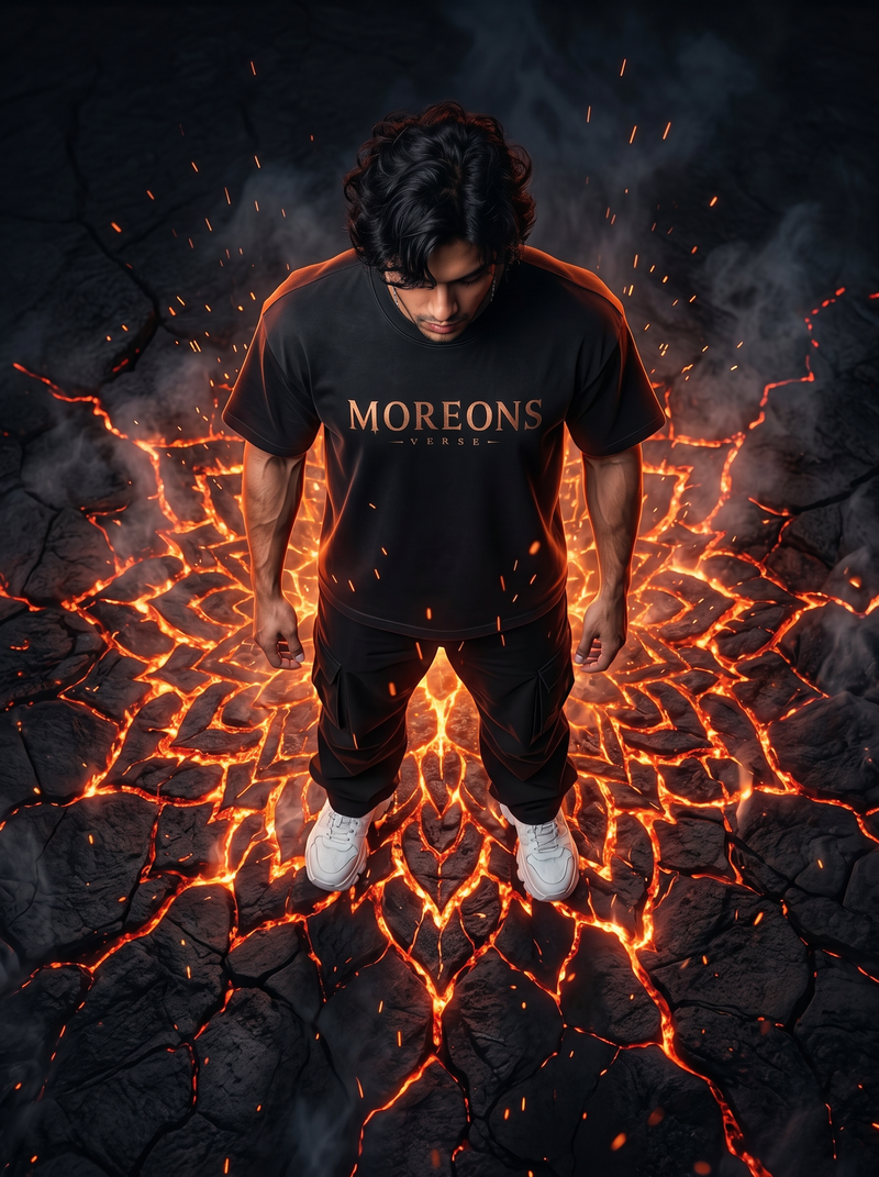 Rudra Oversized T-Shirt — Black 240 GSM Cotton Terry Back Print Graphic Tee